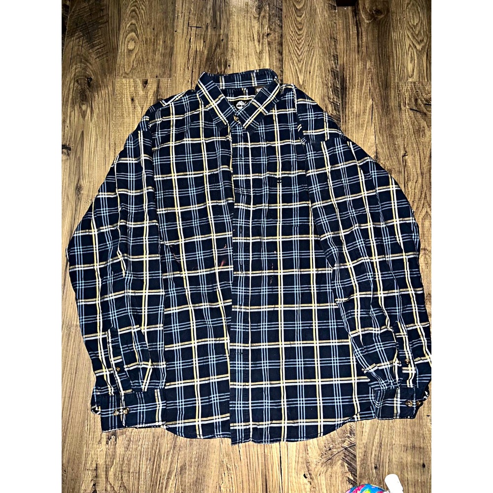 Timberland Men's 2XL Regular Blue/White/Yellow Plaid Long Sleeve Button-Down